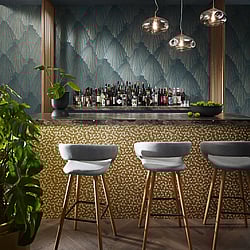 Galerie Wallcoverings Product Code 35850 - Fashion Icon Wallpaper Collection - Green Gold Silver Colours - Graphic Design