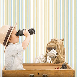 Galerie Wallcoverings Product Code: G56500 - Just 4 Kids 2 Wallpaper Collection Galerie Wallcoverings Product Code G56500 - Just 4 Kids 2 Wallpaper Collection - Green Blue Colours - Washed Striped Design