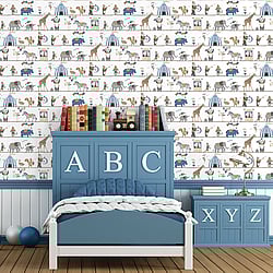 Galerie Wallcoverings Product Code: G56546 - Just 4 Kids 2 Wallpaper Collection Galerie Wallcoverings Product Code G56546 - Just 4 Kids 2 Wallpaper Collection - Blue Grey Black Beige Colours - Circus Parade Design