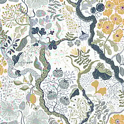 Galerie Wallcoverings Product Code: S65103 - Sommarang 2 Wallpaper Collection Galerie Wallcoverings Product Code S65103 - Sommarang 2 Wallpaper Collection - White Orange Multi-coloured Colours - Floral Vines Design