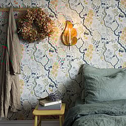 Galerie Wallcoverings Product Code: S65103 - Sommarang 2 Wallpaper Collection Galerie Wallcoverings Product Code S65103 - Sommarang 2 Wallpaper Collection - White Orange Multi-coloured Colours - Floral Vines Design