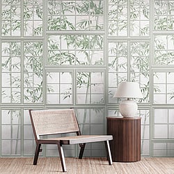 Galerie Wallcoverings Product Code WH45214M - Welcome Home Murals Wallpaper Collection - Cream, Grey, Green Colours - Bamboo View Design