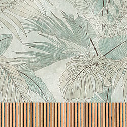 Galerie Wallcoverings Product Code WH45222M - Welcome Home Murals Wallpaper Collection - Beige, Brown, Green Colours - Palm Acoustic Slats Design