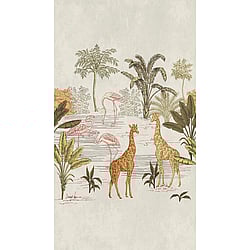 Galerie Wallcoverings Product Code WH45241M - Welcome Home Murals Wallpaper Collection - Beige, Yellow, Pink Colours - Giraffes and Flamingos by the Water Design