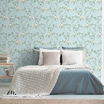 Galerie Wallcoverings Product Code 1900-1 - Spring Blossom Wallpaper Collection - Turqouise Colours -  