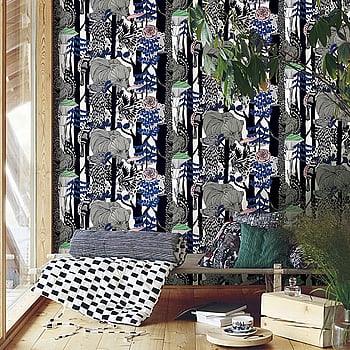 Galerie Wallcoverings Product Code 23340 - Marimekko 5 Wallpaper Collection - Grey Black Blue Pink Green Colours -  