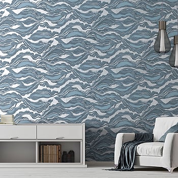 Galerie Wallcoverings Product Code 30028 - Slow Living Wallpaper Collection - Blue Silver  Colours -  
