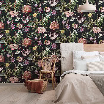 Galerie Wallcoverings Product Code 47460 - Flora Wallpaper Collection - Schwarz, Rose, Green Colours -  