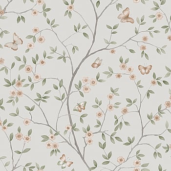 Galerie Wallcoverings Product Code 51025 - Blomstermala Wallpaper Collection - Beige Green Grey Colours -  