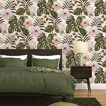 Galerie Wallcoverings Product Code ES31142 - Escape Wallpaper Collection - White, Cream, Green, Pink, Purple, Orange, Taupe Colours -  