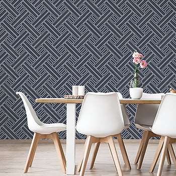 Galerie Wallcoverings Product Code GX37602 - Geometrix Wallpaper Collection - Navy Black Silver Colours -  