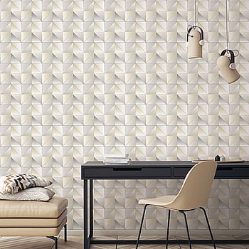 Galerie Wallcoverings Product Code GX37631 - Geometrix Wallpaper Collection - Cream Silver Colours -  